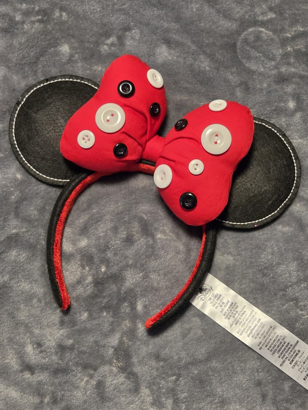 Disney Homespun Minnie Ears Headband with Button Bow